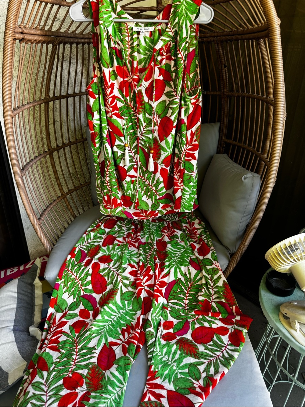Rose & Olive Pink/Green/Orange Tropical Matching Set - Sz 1X